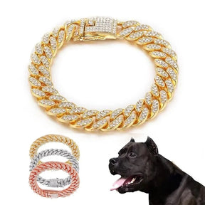 Rhinestone Dog Chain Collar